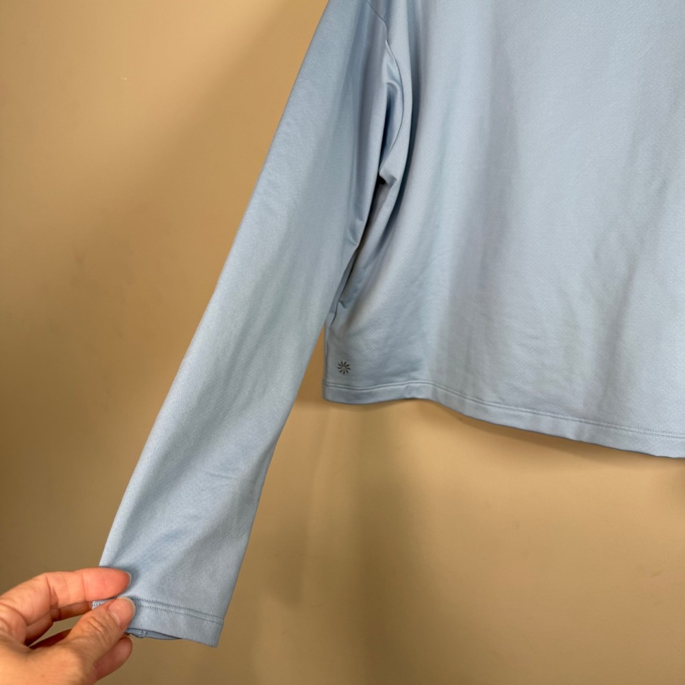 Athleta Whistler Blue Mock Neck Crop Top XL - Picture 4 of 9